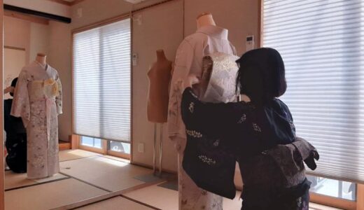 広島市東区温品の美和きもの教室で他装着付けを学ぶ(^^)♪