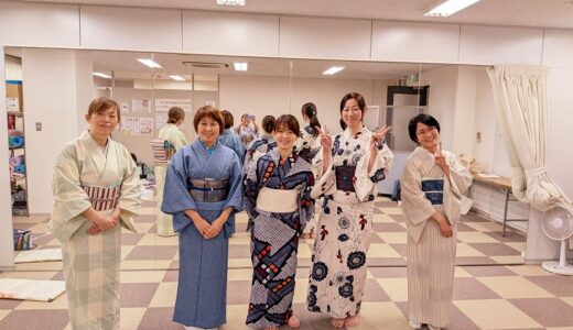 【広島 着付け教室】リビングカルチャー倶楽部で楽しくお稽古♪とうかさんに向けて半幅帯レッスン開催中！