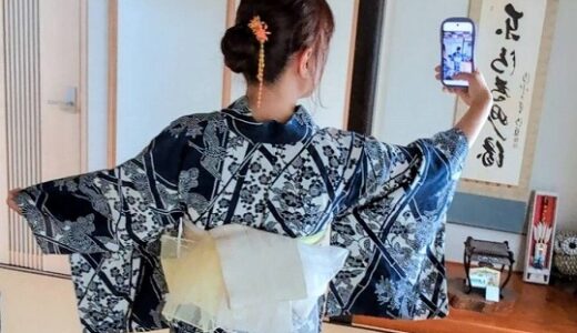 とうかさんの浴衣コーデ｜綿絽の浴衣に半幅帯とオーガンジー帯で楽しむ